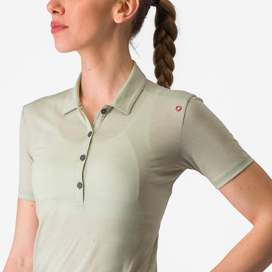 Casual Castelli MERINO W POLO Damske Zelene | YEQG-46251