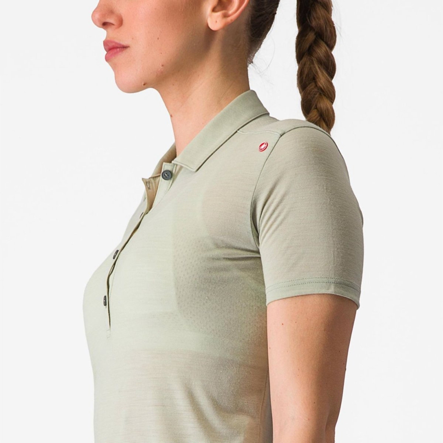 Casual Castelli MERINO W POLO Damske Zelene | YEQG-46251