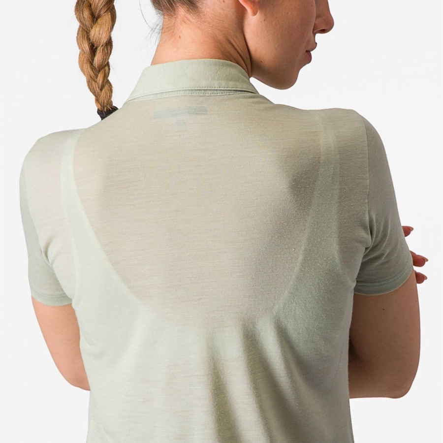 Casual Castelli MERINO W POLO Damske Zelene | YEQG-46251