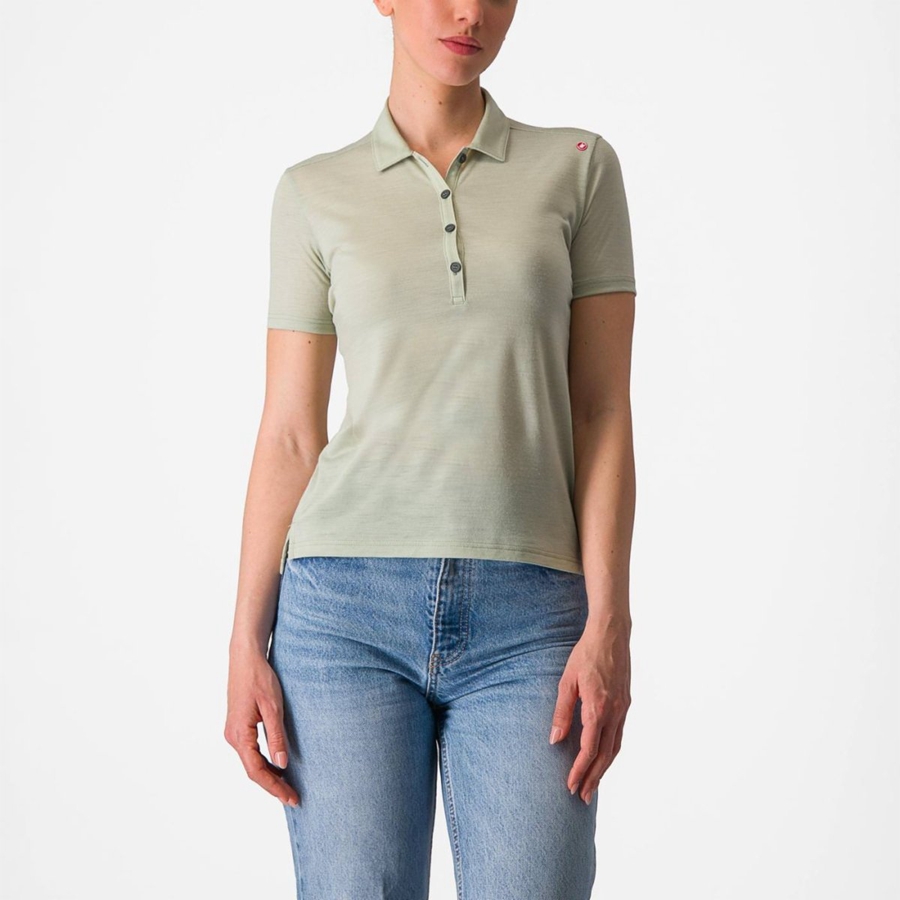 Casual Castelli MERINO W POLO Damske Zelene | YEQG-46251