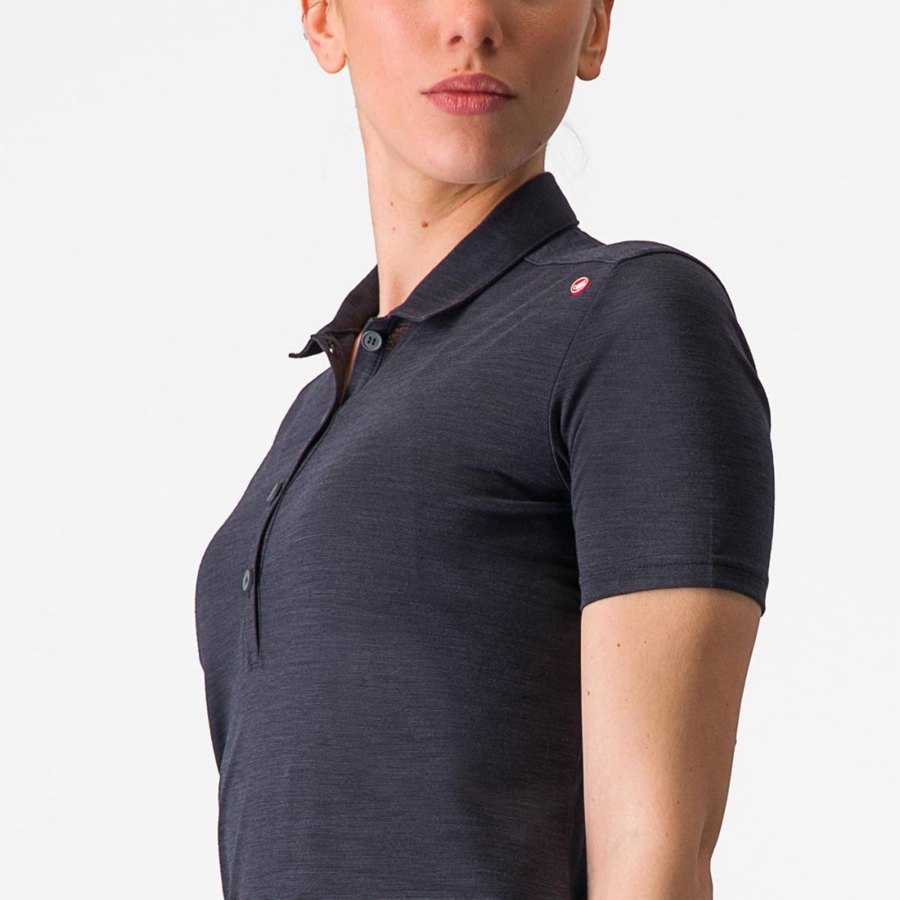 Casual Castelli MERINO W POLO Damske Čierne | ZRPC-86357