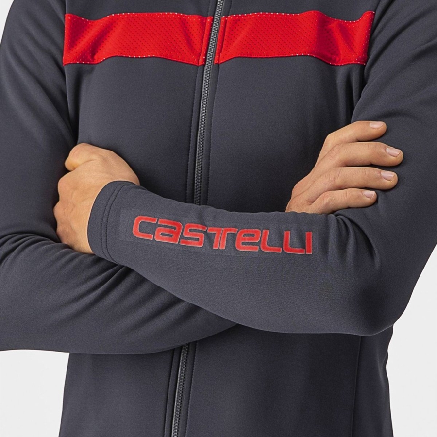 Dres Castelli PURO 3 FZ Panske Tmavo Siva Červené | CMED-31980