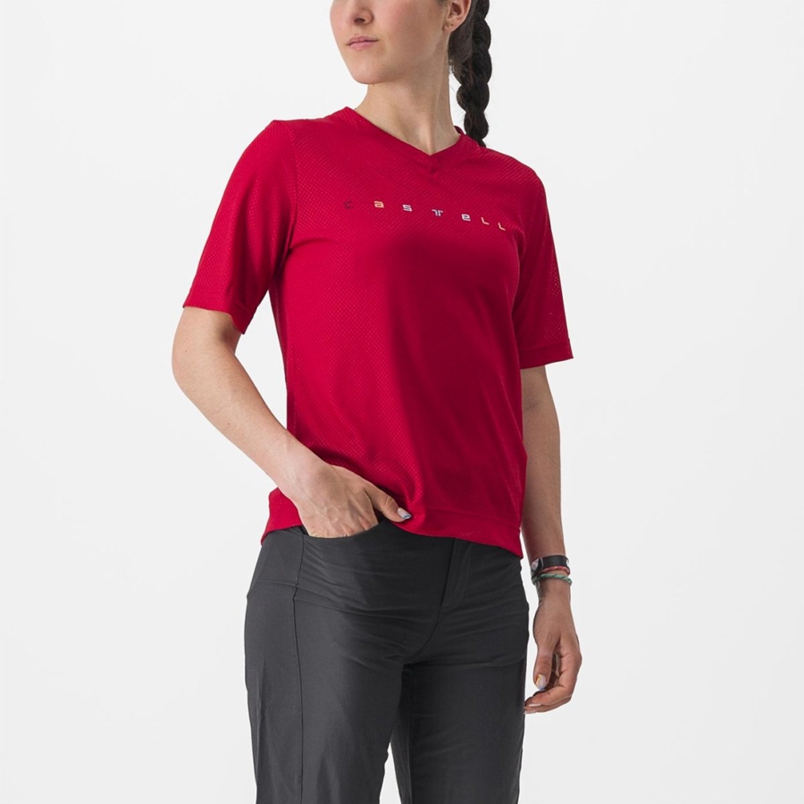 Dres Castelli TRAIL TECH 2 W TEE Damske Tmavo Červené | FGVZ-51379